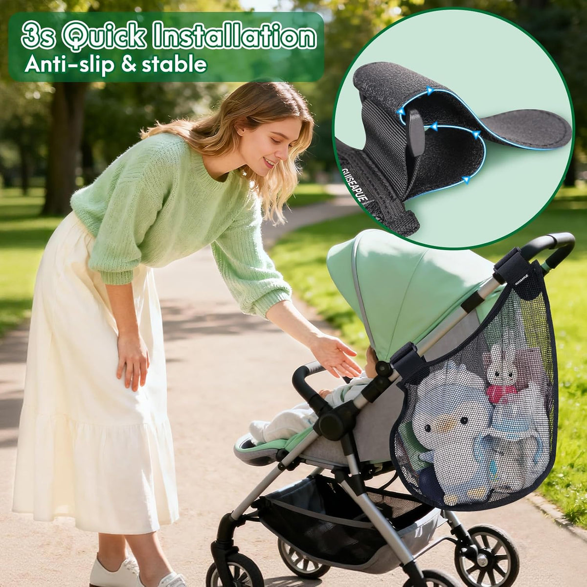 Side Sling Stroller Cargo Net: Universal Travel Stroller Caddy Attachment