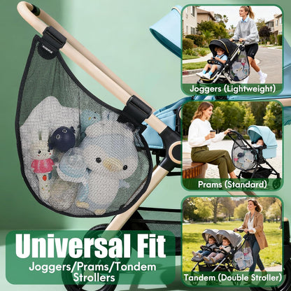 Side Sling Stroller Cargo Net: Universal Travel Stroller Caddy Attachment