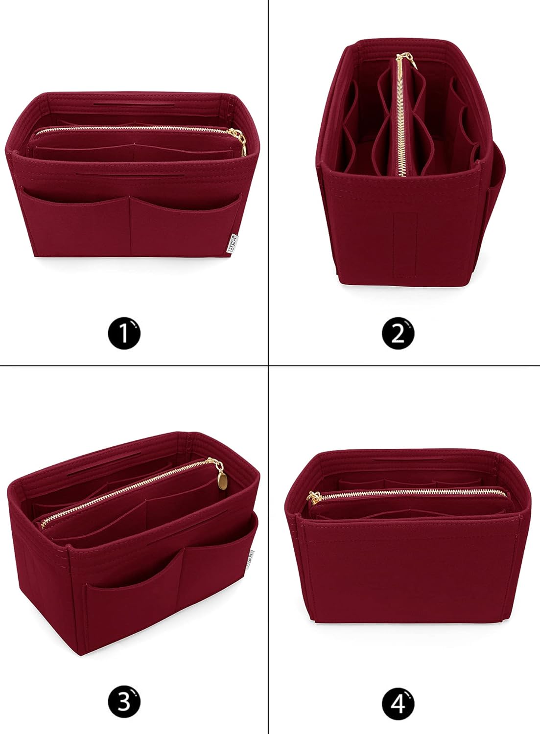Felt Purse Organizer Insert, Tote Bag Shaper Dividers with 5 Sizes