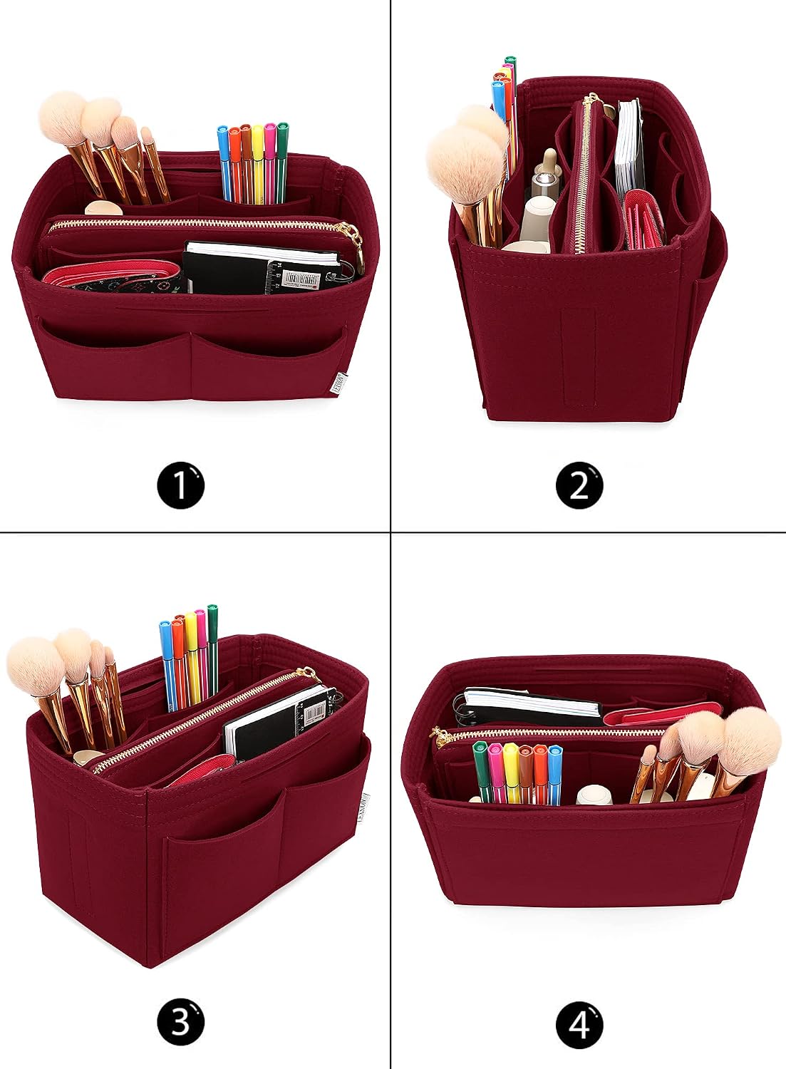 Felt Purse Organizer Insert, Tote Bag Shaper Dividers with 5 Sizes