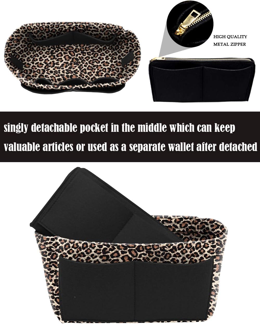 Felt Purse Organizer Insert, Tote Bag Shaper Dividers with 5 Sizes