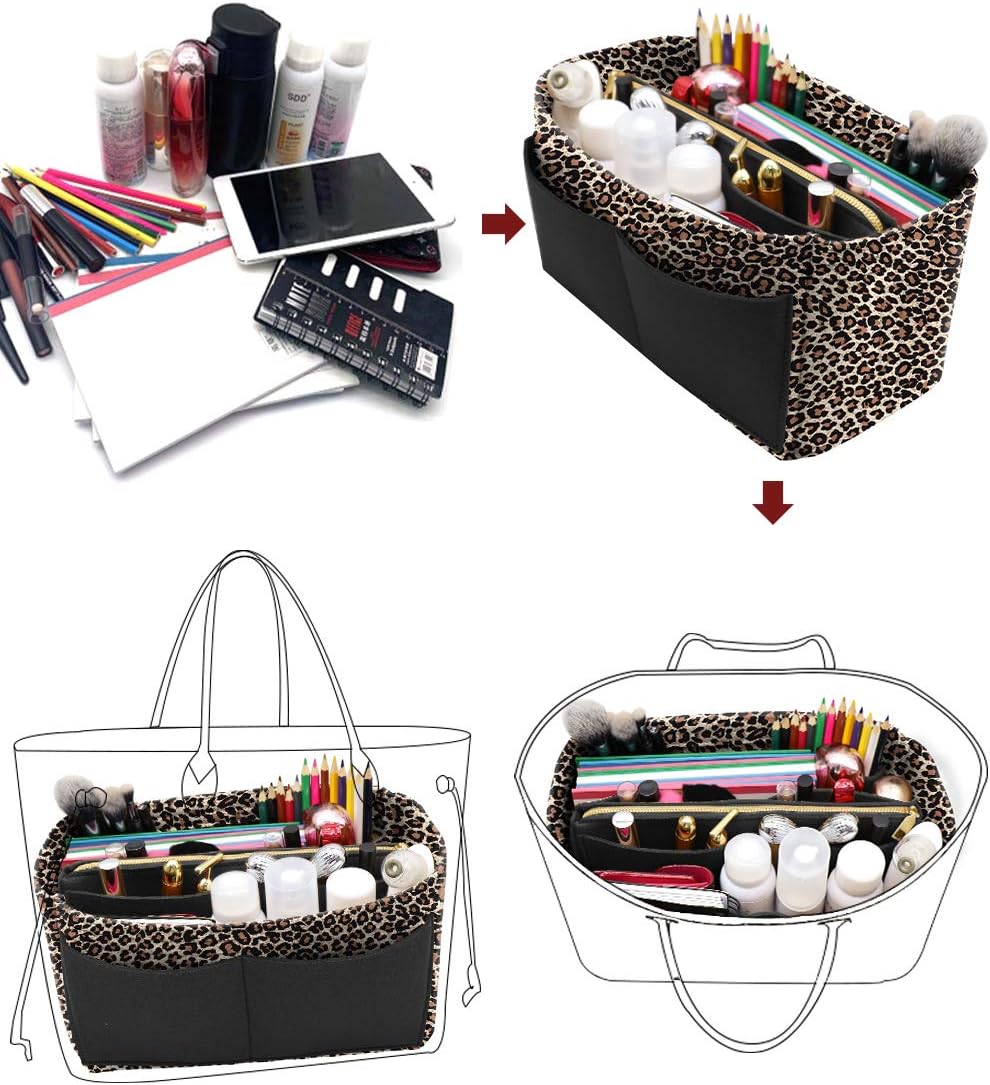 Felt Purse Organizer Insert, Tote Bag Shaper Dividers with 5 Sizes