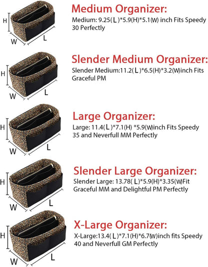 Felt Purse Organizer Insert, Tote Bag Shaper Dividers with 5 Sizes