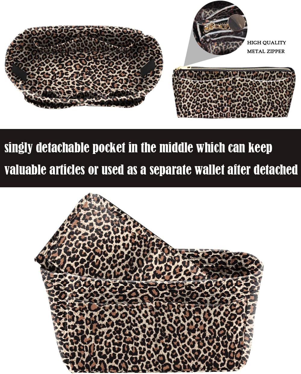 Felt Purse Organizer Insert, Tote Bag Shaper Dividers with 5 Sizes