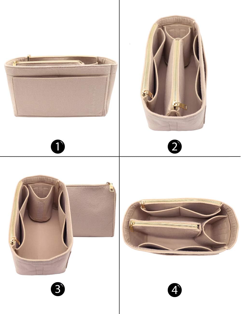 Felt Purse Organizer Insert, Tote Bag Shaper Dividers with 5 Sizes