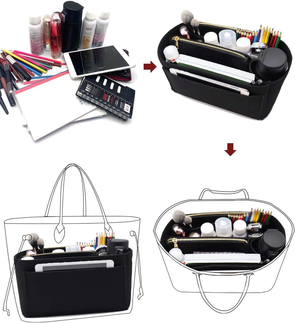Felt Purse Organizer Insert, Tote Bag Shaper Dividers with 5 Sizes