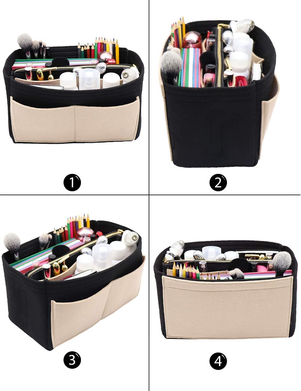 Felt Purse Organizer Insert, Tote Bag Shaper Dividers with 5 Sizes