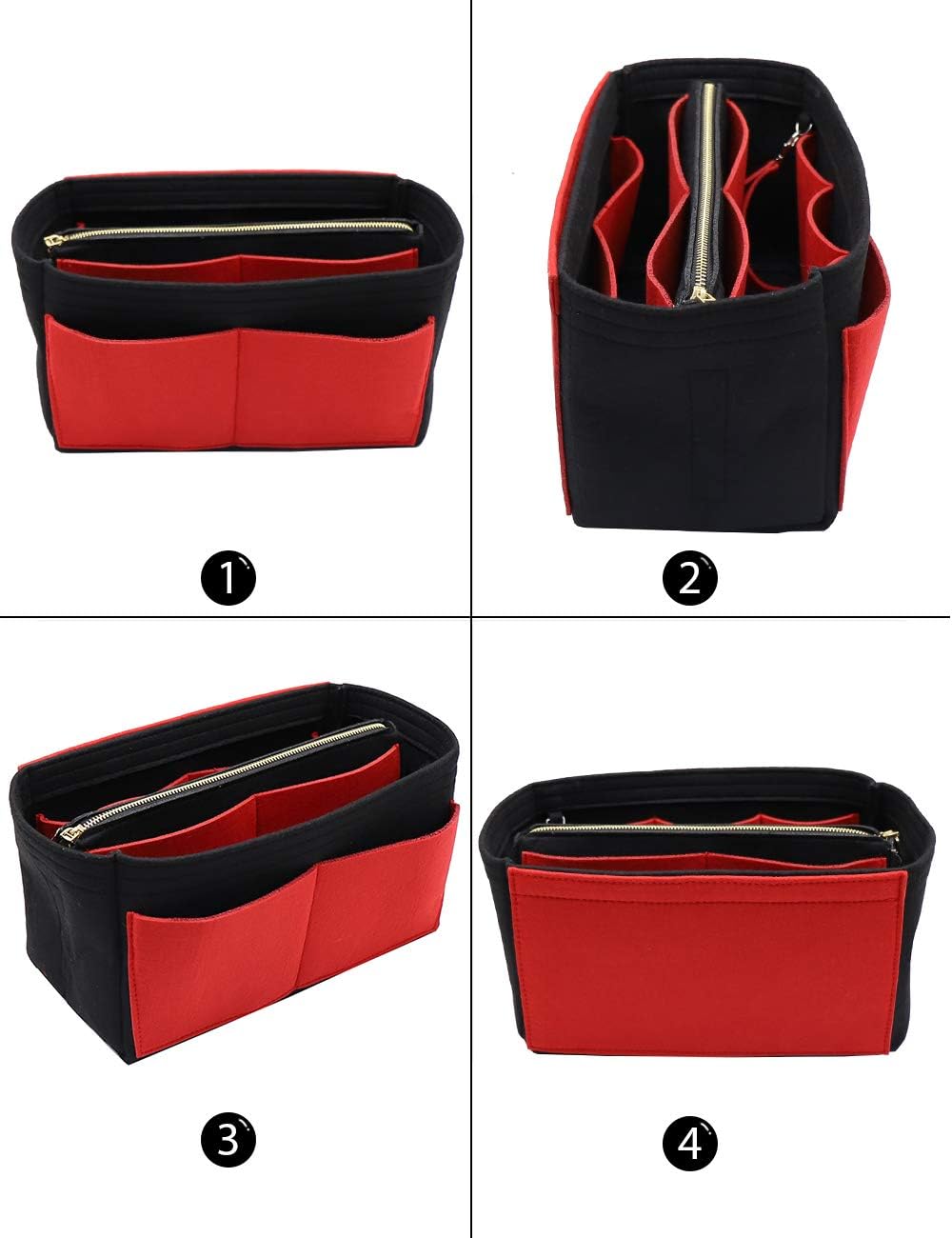 Felt Purse Organizer Insert, Tote Bag Shaper Dividers with 5 Sizes