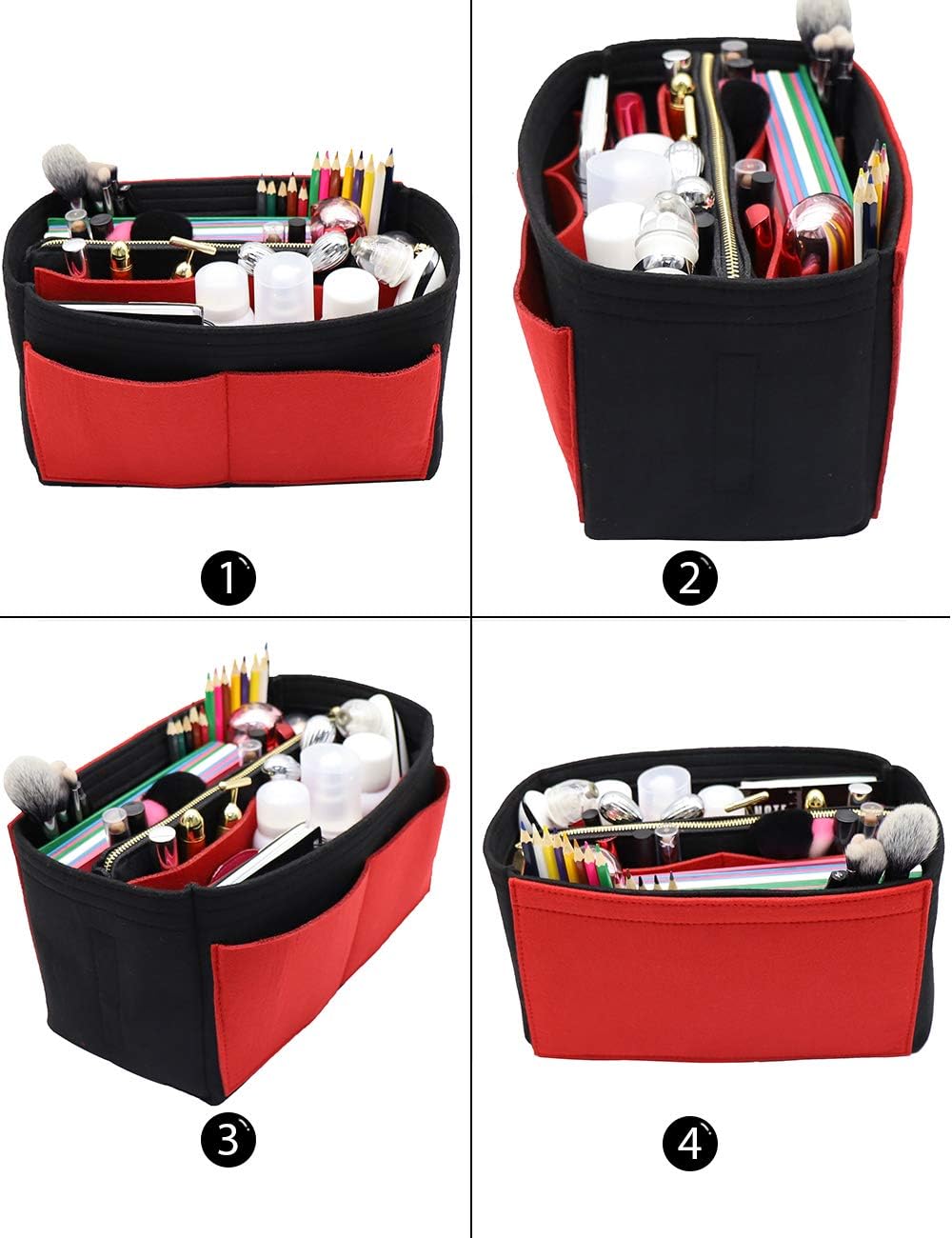 Felt Purse Organizer Insert, Tote Bag Shaper Dividers with 5 Sizes