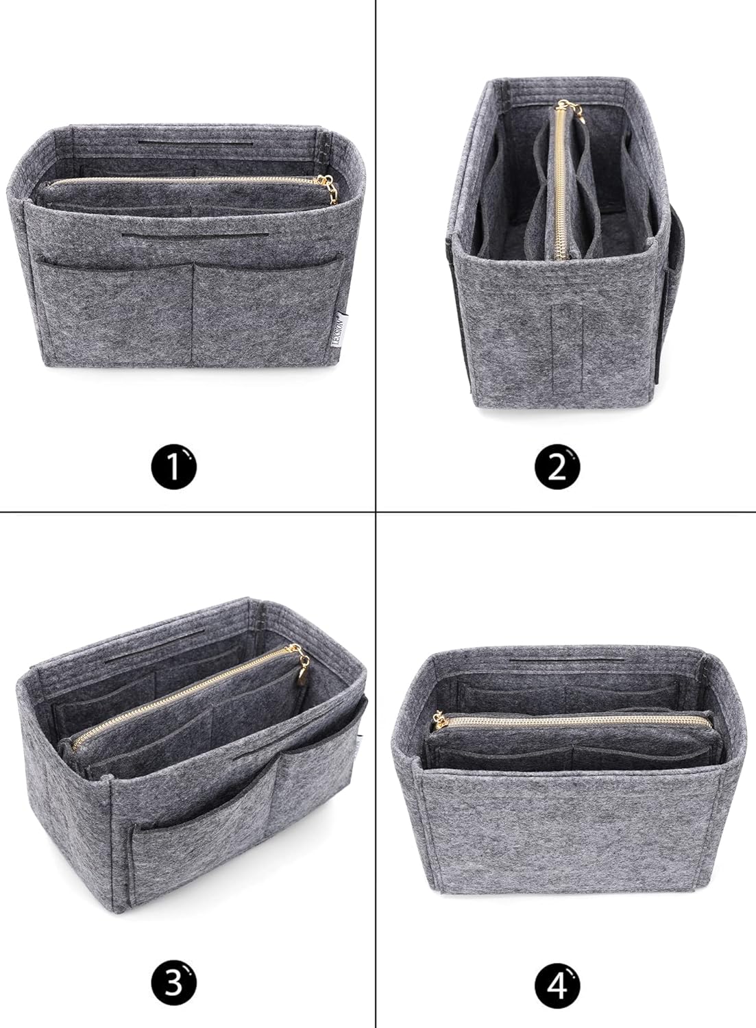 Felt Purse Organizer Insert, Tote Bag Shaper Dividers with 5 Sizes