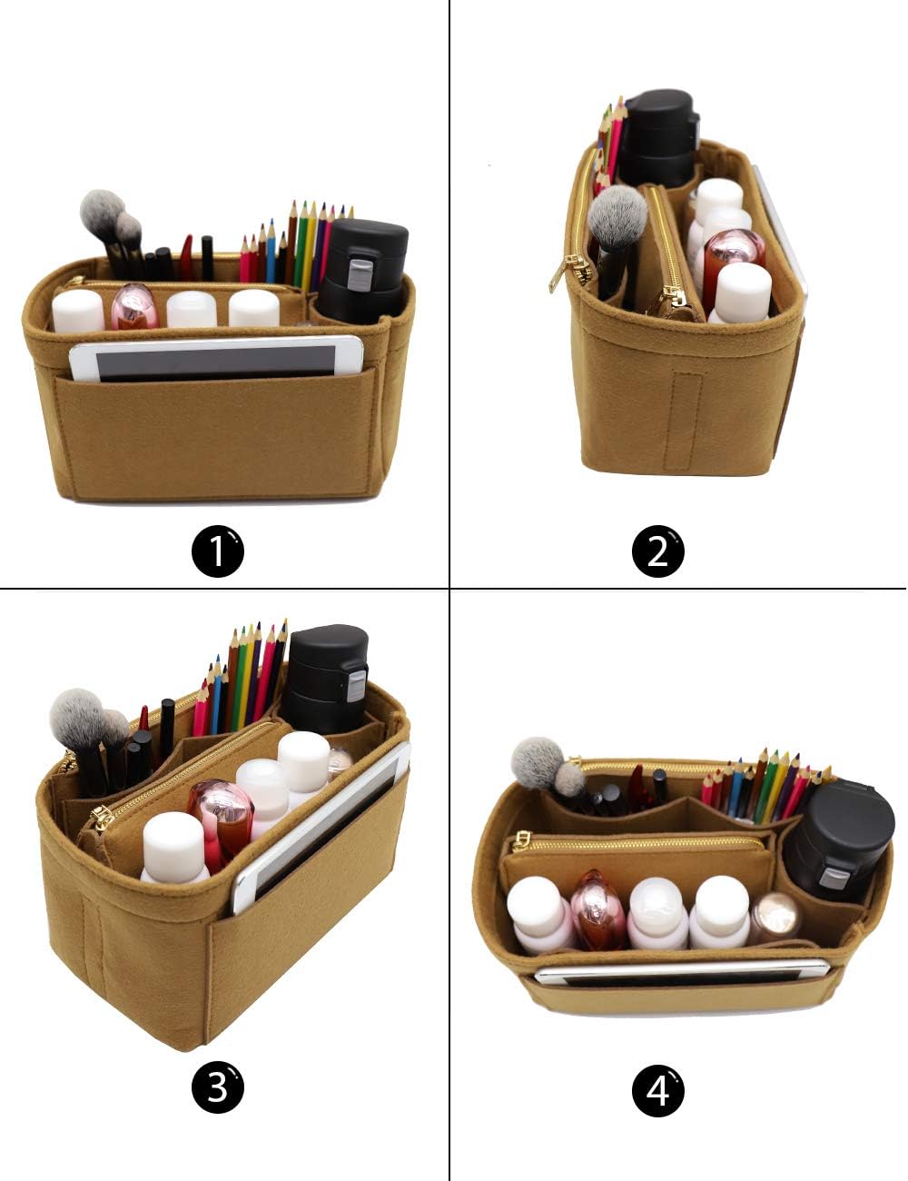 Felt Purse Organizer Insert, Tote Bag Shaper Dividers with 5 Sizes