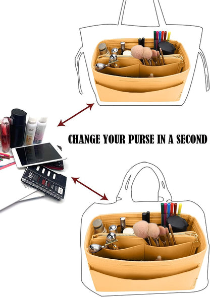 Felt Purse Organizer Insert, Tote Bag Shaper Dividers with 5 Sizes