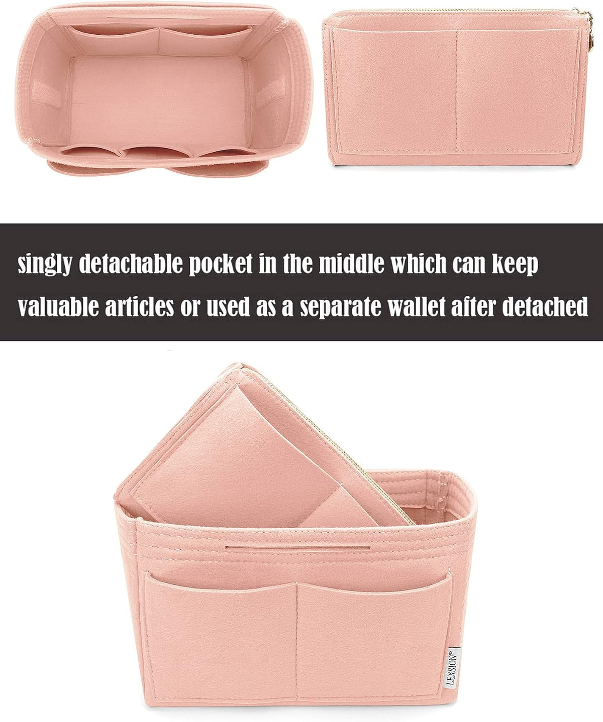 Felt Purse Organizer Insert, Tote Bag Shaper Dividers with 5 Sizes
