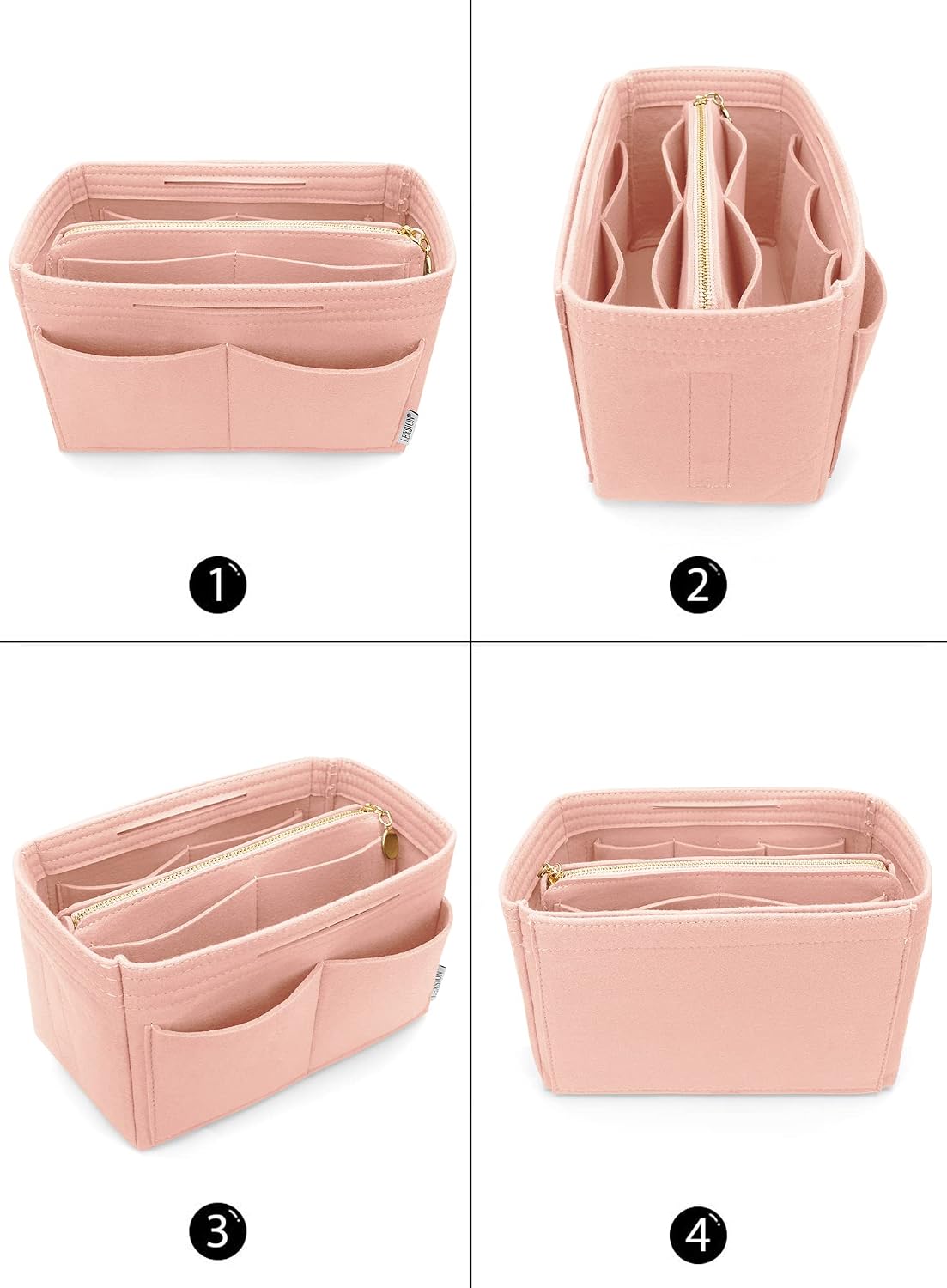 Felt Purse Organizer Insert, Tote Bag Shaper Dividers with 5 Sizes