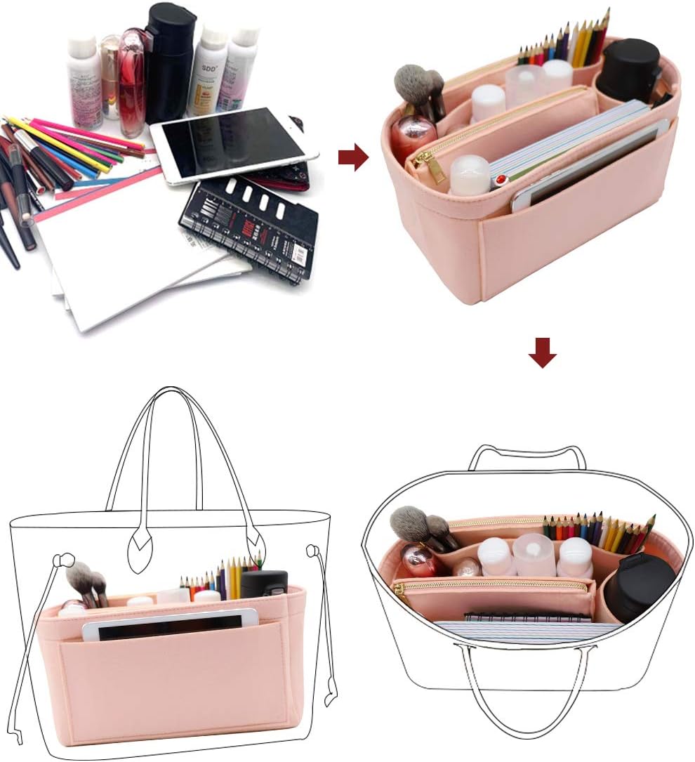 Felt Purse Organizer Insert, Tote Bag Shaper Dividers with 5 Sizes