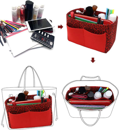 Felt Purse Organizer Insert, Tote Bag Shaper Dividers with 5 Sizes