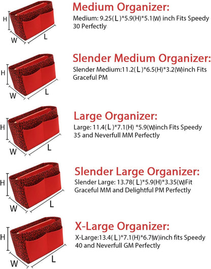 Felt Purse Organizer Insert, Tote Bag Shaper Dividers with 5 Sizes