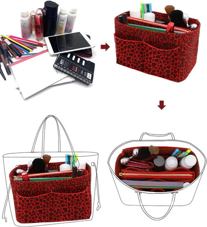 Felt Purse Organizer Insert, Tote Bag Shaper Dividers with 5 Sizes