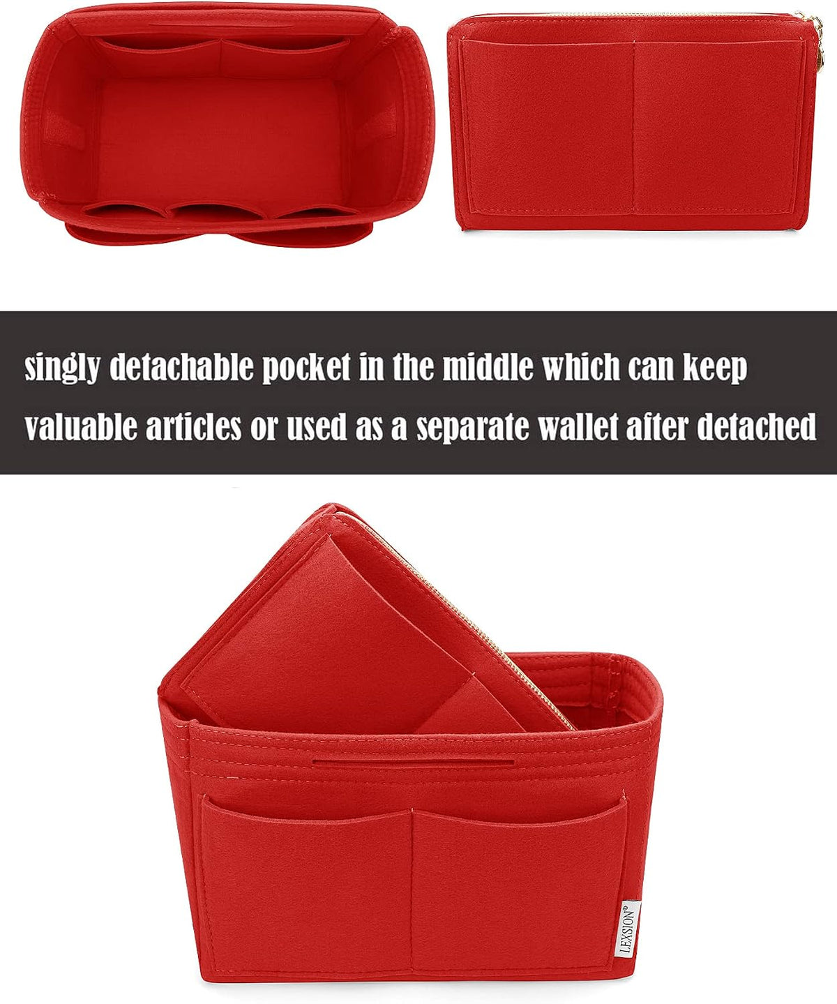 Felt Purse Organizer Insert, Tote Bag Shaper Dividers with 5 Sizes
