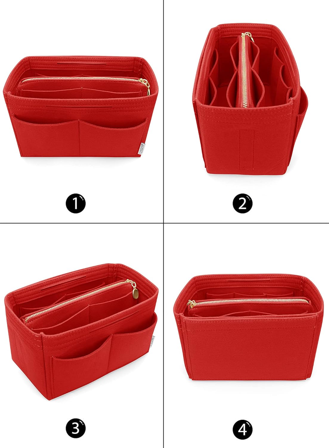 Felt Purse Organizer Insert, Tote Bag Shaper Dividers with 5 Sizes