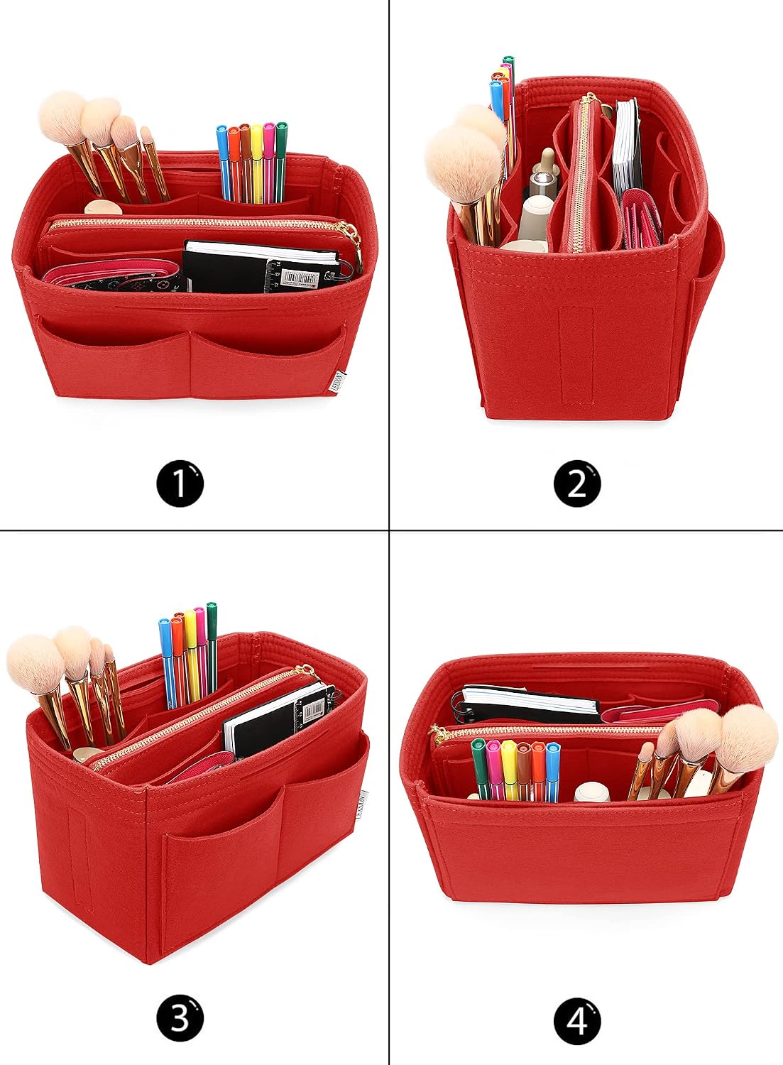 Felt Purse Organizer Insert, Tote Bag Shaper Dividers with 5 Sizes
