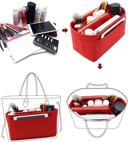 Felt Purse Organizer Insert, Tote Bag Shaper Dividers with 5 Sizes