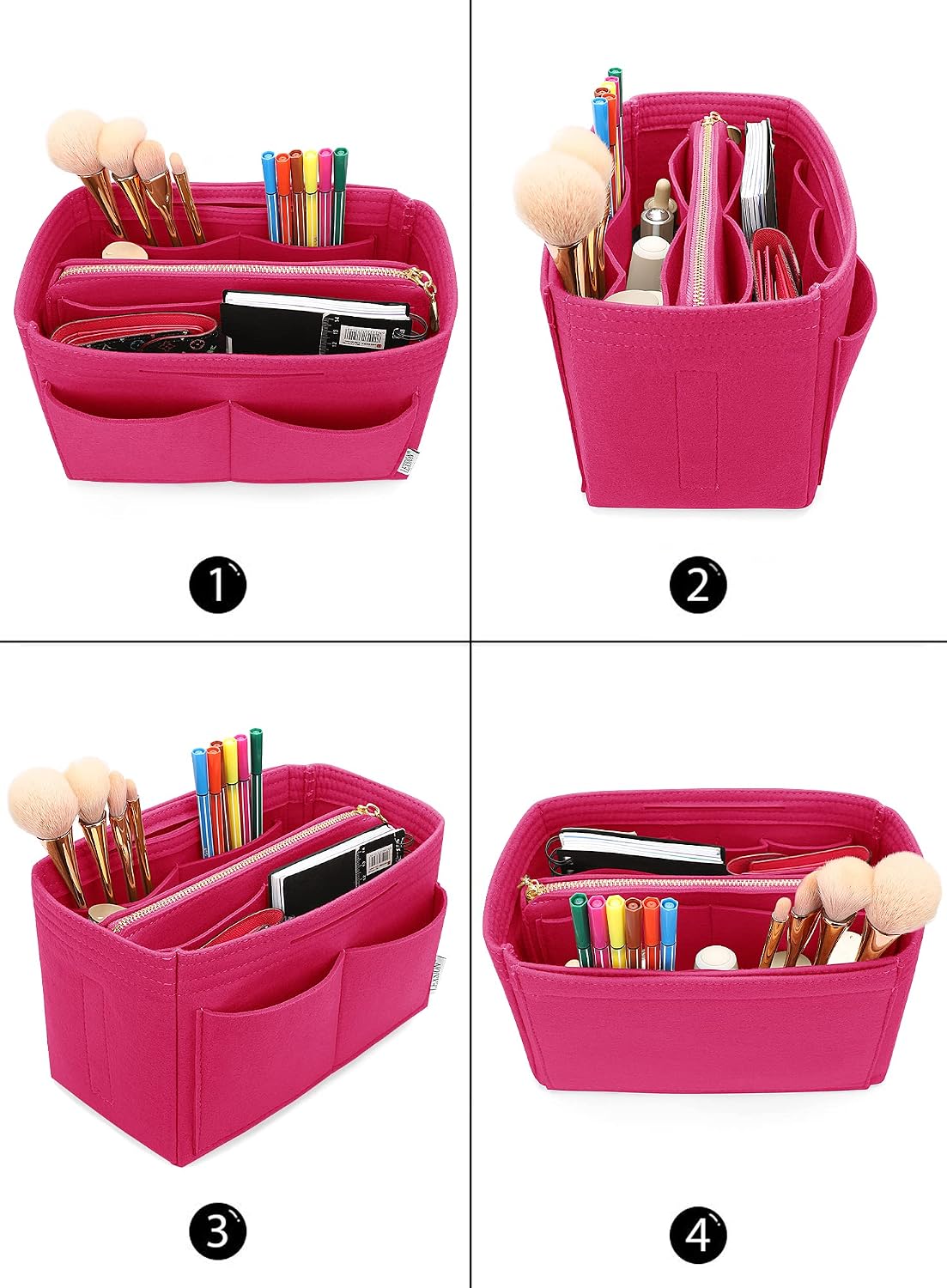 Felt Purse Organizer Insert, Tote Bag Shaper Dividers with 5 Sizes