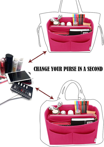 Felt Purse Organizer Insert, Tote Bag Shaper Dividers with 5 Sizes