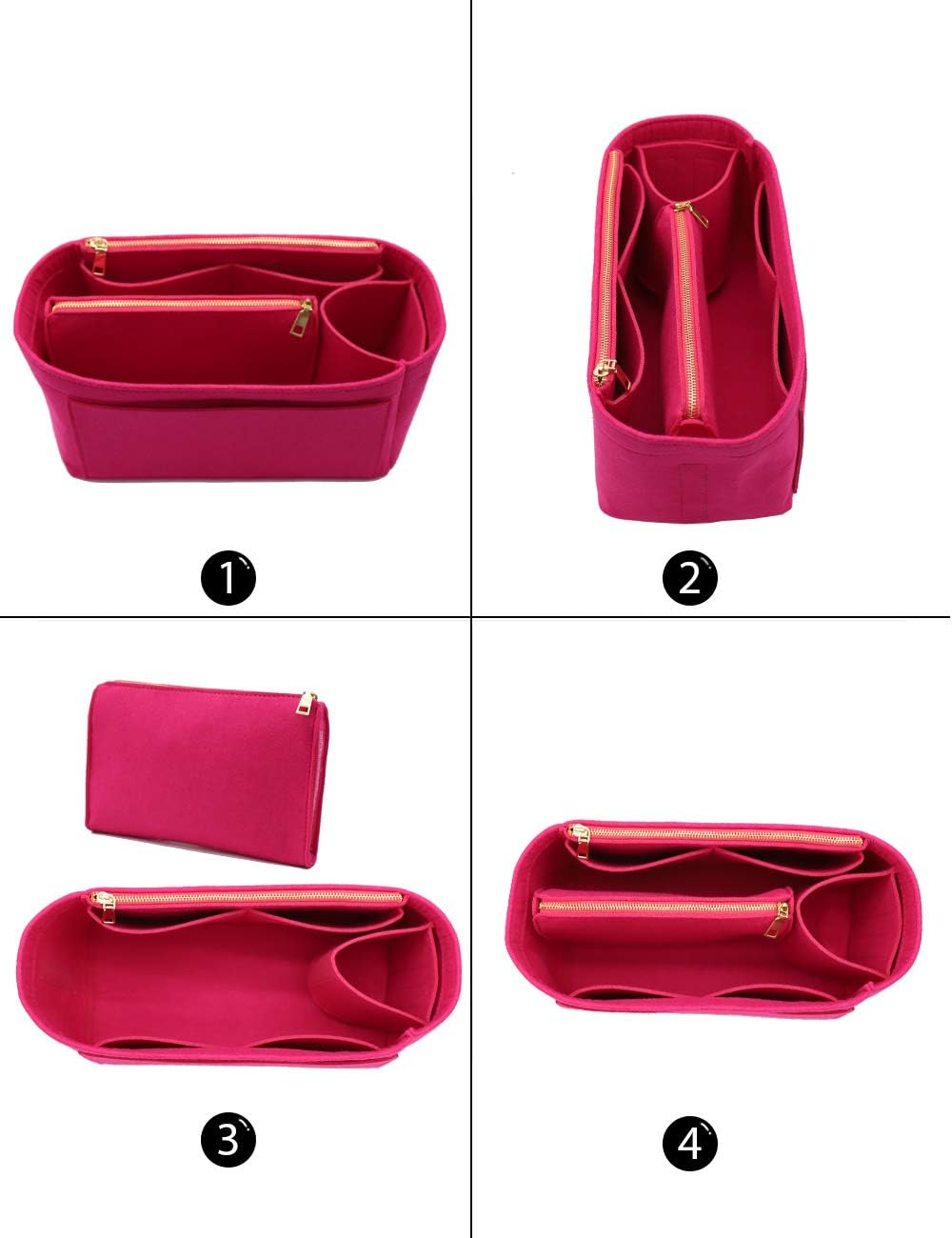 Felt Purse Organizer Insert, Tote Bag Shaper Dividers with 5 Sizes