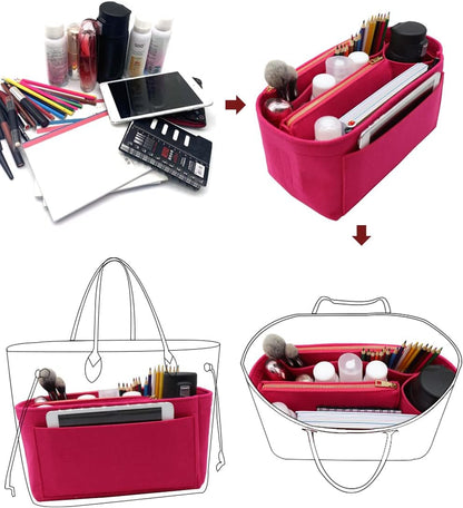 Felt Purse Organizer Insert, Tote Bag Shaper Dividers with 5 Sizes