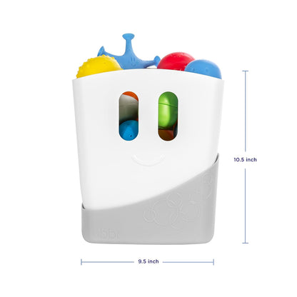 Freestanding Bath Toy Organizer Bath Caddy with Removable Drying Rack Bin and Scoop for Toddlers and Baby, Gray