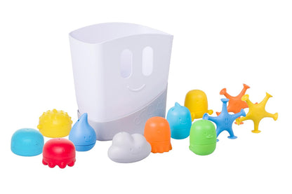 Freestanding Bath Toy Organizer Bath Caddy with Removable Drying Rack Bin and Scoop for Toddlers and Baby, Gray