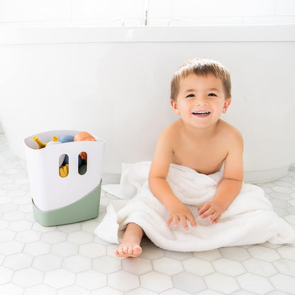Freestanding Bath Toy Organizer Bath Caddy with Removable Drying Rack Bin and Scoop for Toddlers and Baby, Gray