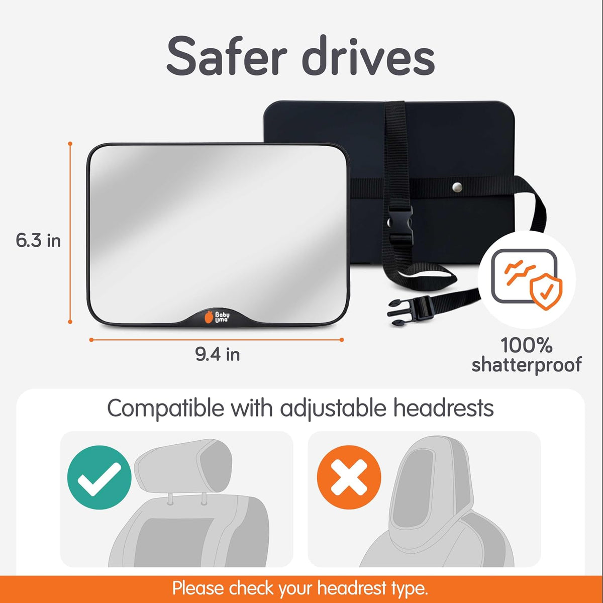 Baby Car Mirror – Shatterproof Backseat Accessory for Rear Facing Infant, Clear Wide View Design for Safe Travel Monitoring