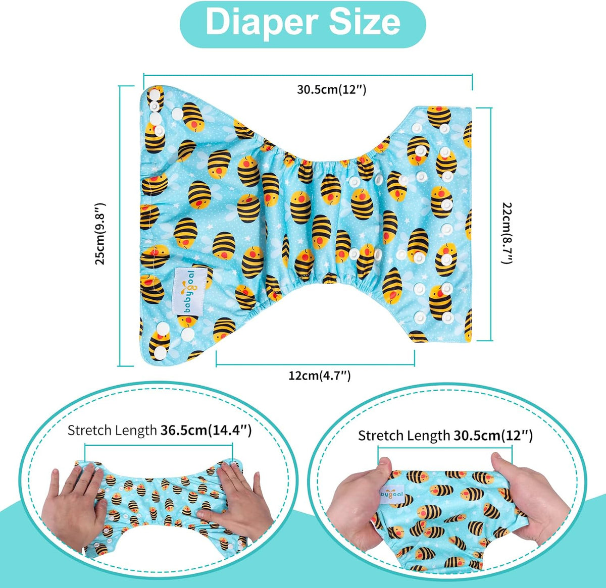 Boho Newborn Cloth Diapers Pack of 13 for 5-12lbs Preemie, Cloth Diaper Covers 6 Pack with 6pcs Inserts and Wet Bag, Reusable Washable & Waterproof