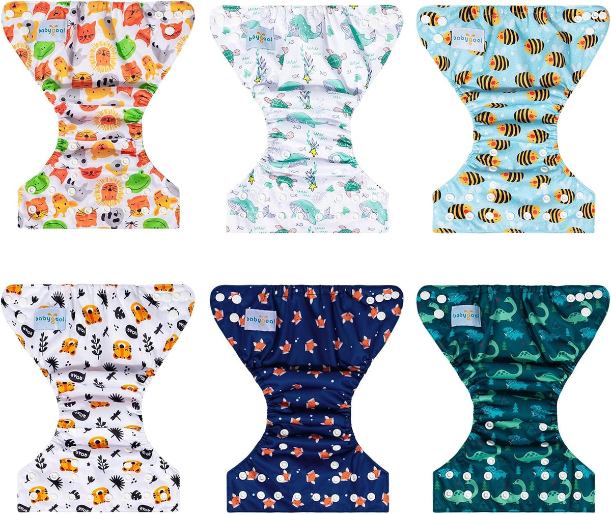 Boho Newborn Cloth Diapers Pack of 13 for 5-12lbs Preemie, Cloth Diaper Covers 6 Pack with 6pcs Inserts and Wet Bag, Reusable Washable & Waterproof