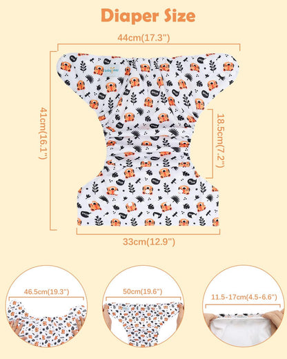Boho Newborn Cloth Diapers Pack of 13 for 5-12lbs Preemie, Cloth Diaper Covers 6 Pack with 6pcs Inserts and Wet Bag, Reusable Washable & Waterproof