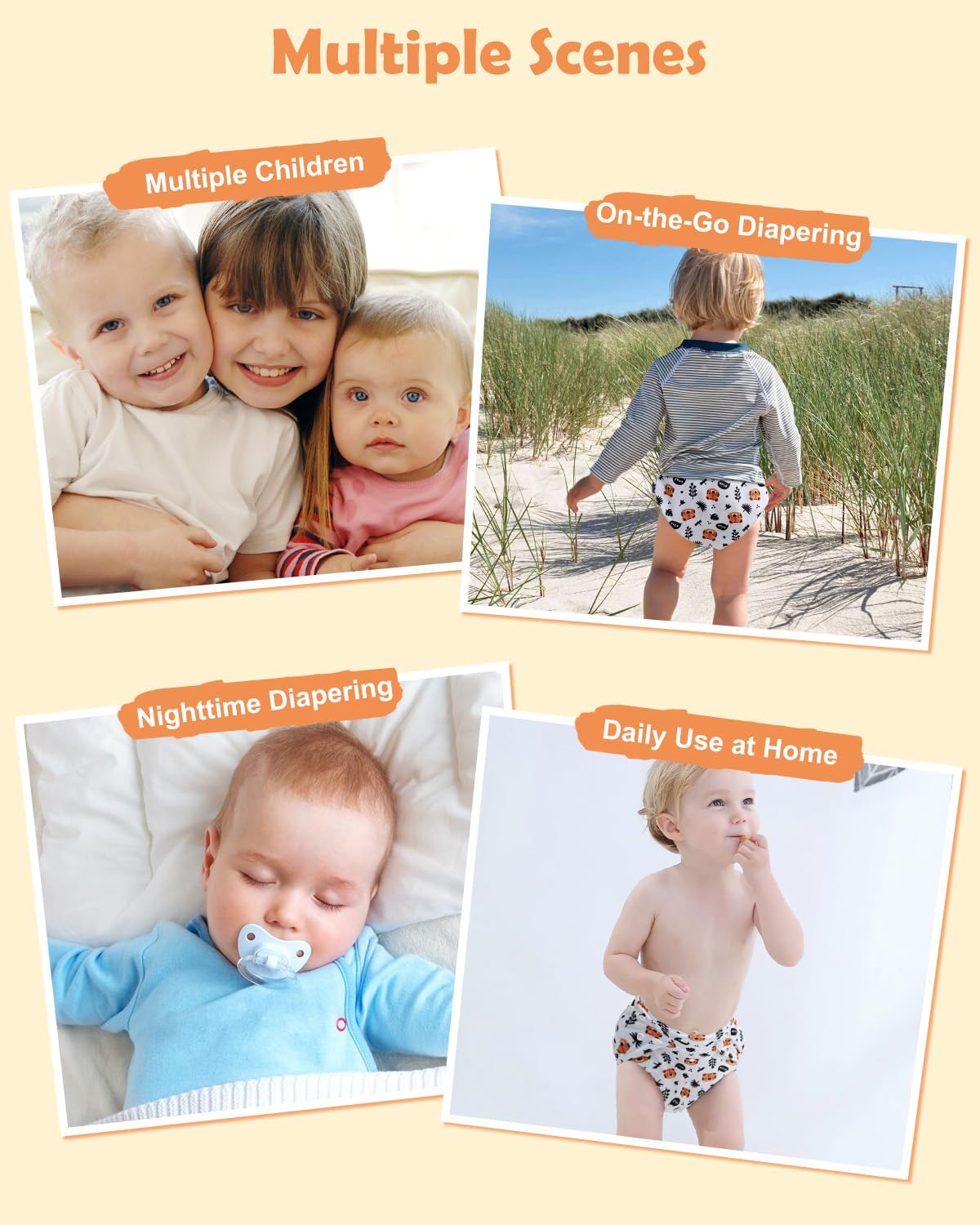 Boho Newborn Cloth Diapers Pack of 13 for 5-12lbs Preemie, Cloth Diaper Covers 6 Pack with 6pcs Inserts and Wet Bag, Reusable Washable & Waterproof
