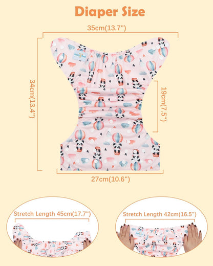 Boho Newborn Cloth Diapers Pack of 13 for 5-12lbs Preemie, Cloth Diaper Covers 6 Pack with 6pcs Inserts and Wet Bag, Reusable Washable & Waterproof