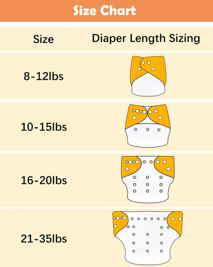 Boho Newborn Cloth Diapers Pack of 13 for 5-12lbs Preemie, Cloth Diaper Covers 6 Pack with 6pcs Inserts and Wet Bag, Reusable Washable & Waterproof