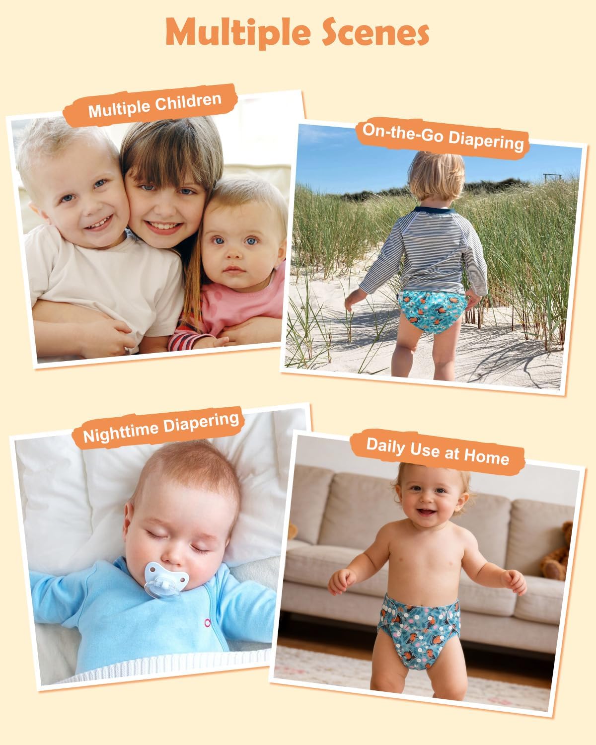 Boho Newborn Cloth Diapers Pack of 13 for 5-12lbs Preemie, Cloth Diaper Covers 6 Pack with 6pcs Inserts and Wet Bag, Reusable Washable & Waterproof