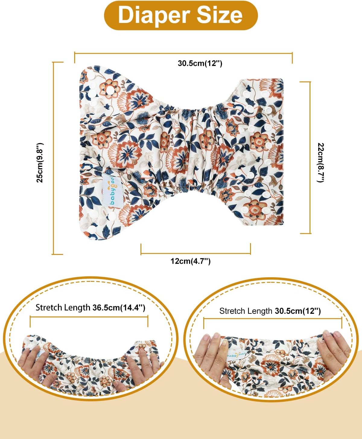 Boho Newborn Cloth Diapers Pack of 13 for 5-12lbs Preemie, Cloth Diaper Covers 6 Pack with 6pcs Inserts and Wet Bag, Reusable Washable & Waterproof
