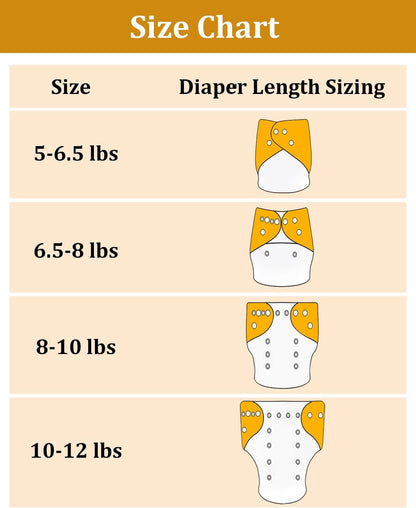 Boho Newborn Cloth Diapers Pack of 13 for 5-12lbs Preemie, Cloth Diaper Covers 6 Pack with 6pcs Inserts and Wet Bag, Reusable Washable & Waterproof