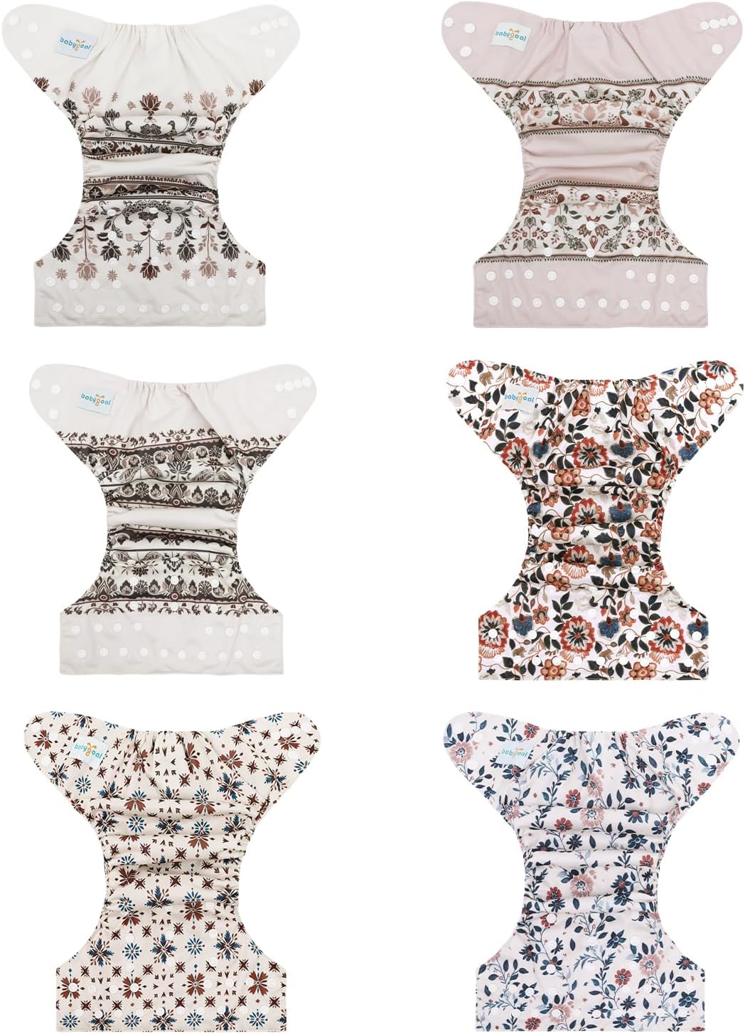 Boho Newborn Cloth Diapers Pack of 13 for 5-12lbs Preemie, Cloth Diaper Covers 6 Pack with 6pcs Inserts and Wet Bag, Reusable Washable & Waterproof