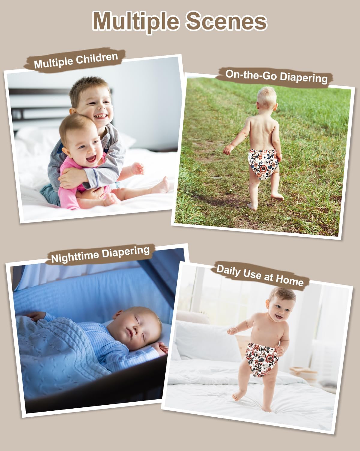 Boho Newborn Cloth Diapers Pack of 13 for 5-12lbs Preemie, Cloth Diaper Covers 6 Pack with 6pcs Inserts and Wet Bag, Reusable Washable & Waterproof