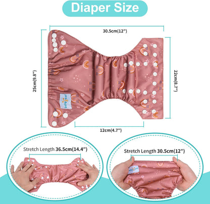 Boho Newborn Cloth Diapers Pack of 13 for 5-12lbs Preemie, Cloth Diaper Covers 6 Pack with 6pcs Inserts and Wet Bag, Reusable Washable & Waterproof