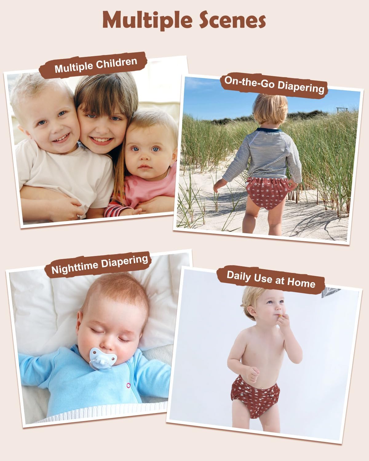 Boho Newborn Cloth Diapers Pack of 13 for 5-12lbs Preemie, Cloth Diaper Covers 6 Pack with 6pcs Inserts and Wet Bag, Reusable Washable & Waterproof
