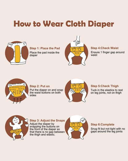 Boho Newborn Cloth Diapers Pack of 13 for 5-12lbs Preemie, Cloth Diaper Covers 6 Pack with 6pcs Inserts and Wet Bag, Reusable Washable & Waterproof