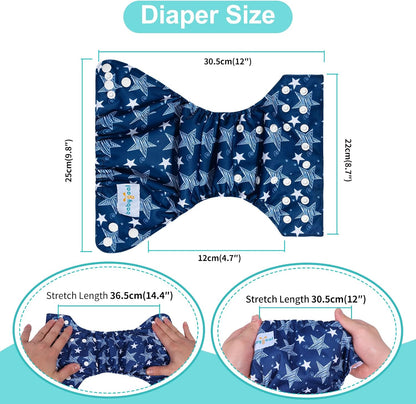 Boho Newborn Cloth Diapers Pack of 13 for 5-12lbs Preemie, Cloth Diaper Covers 6 Pack with 6pcs Inserts and Wet Bag, Reusable Washable & Waterproof
