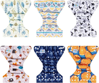 Boho Newborn Cloth Diapers Pack of 13 for 5-12lbs Preemie, Cloth Diaper Covers 6 Pack with 6pcs Inserts and Wet Bag, Reusable Washable & Waterproof